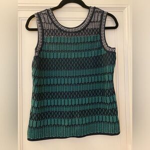 Nwot Carlisle collection sweater vest. Size medium. Navy, green/white pattern